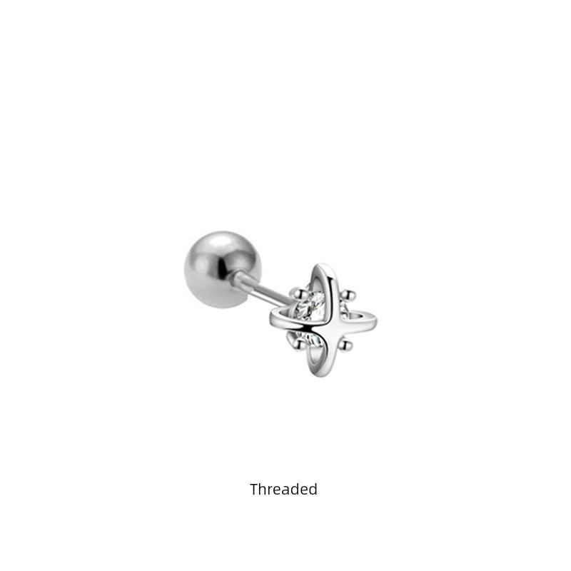 

Yijian 925 Sterling Silver Screw Niche Female Stud Earrings Single