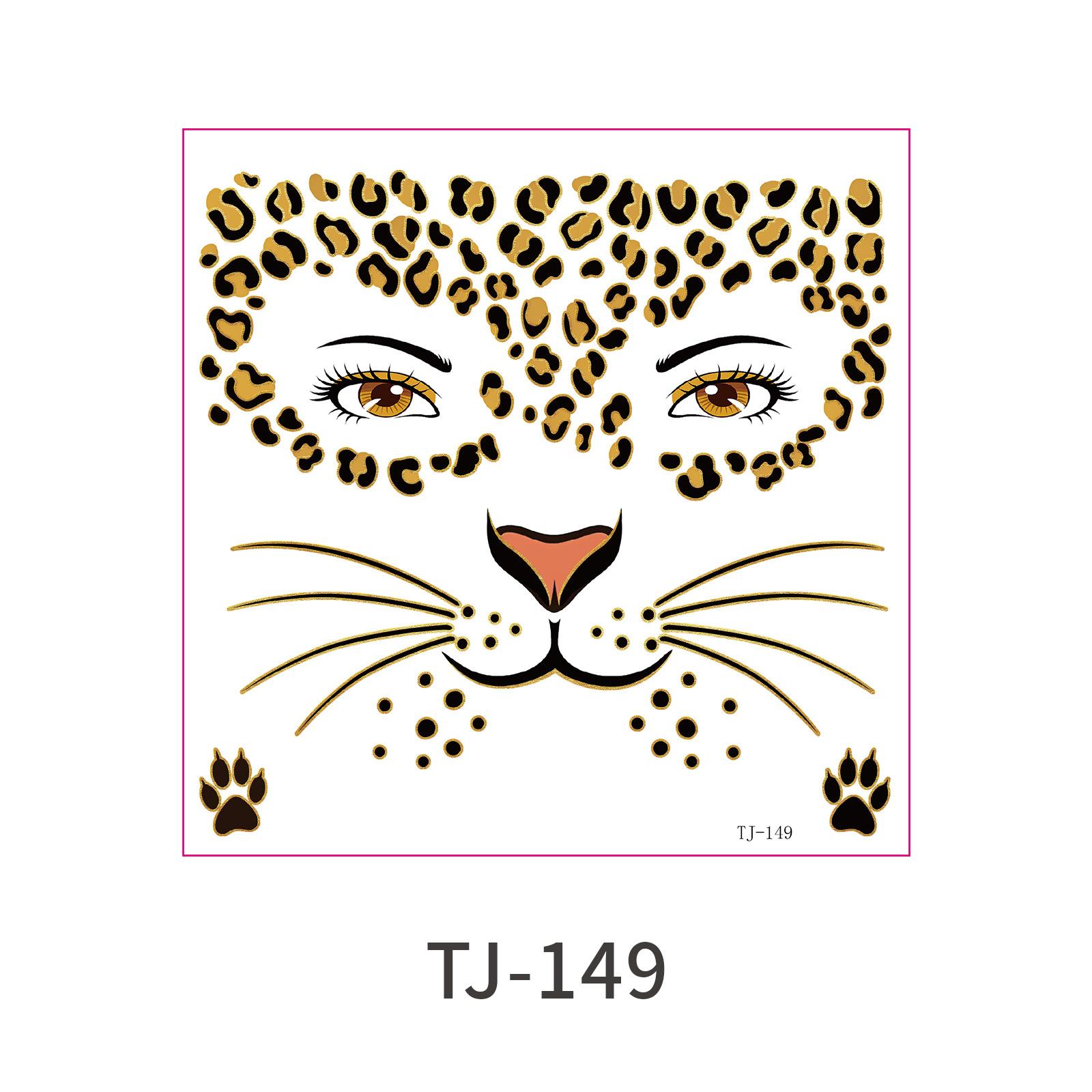 New gold-embossed metallic tattoo stickers for holiday parties and stage makeup, leopard print tattoo stickers 155*155mm