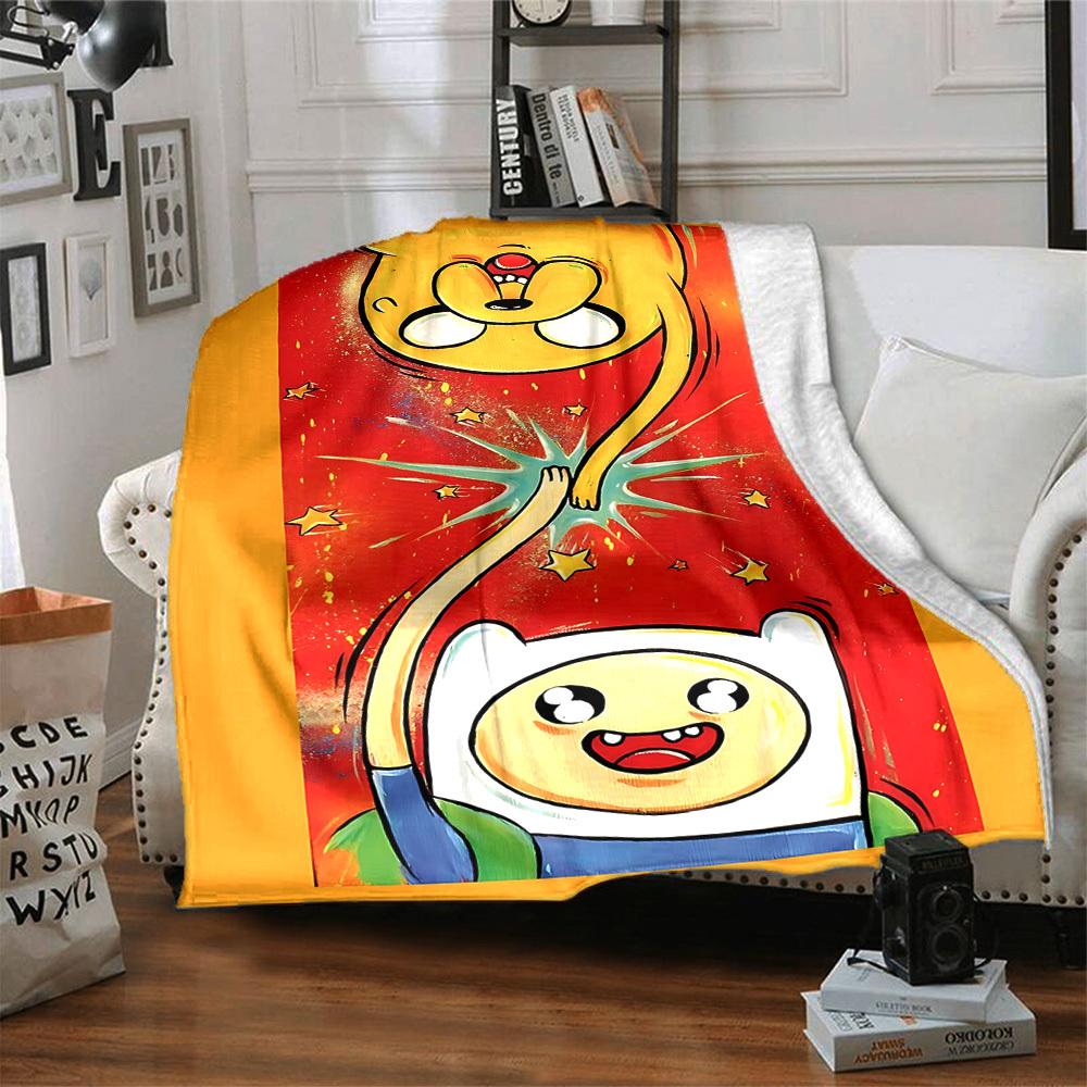1pc Adventure Time Flannel Throw Blanket - Lightweight Soft Warm All-Season Blanket for Sofa, Bed, Travel, Camping  L1029184