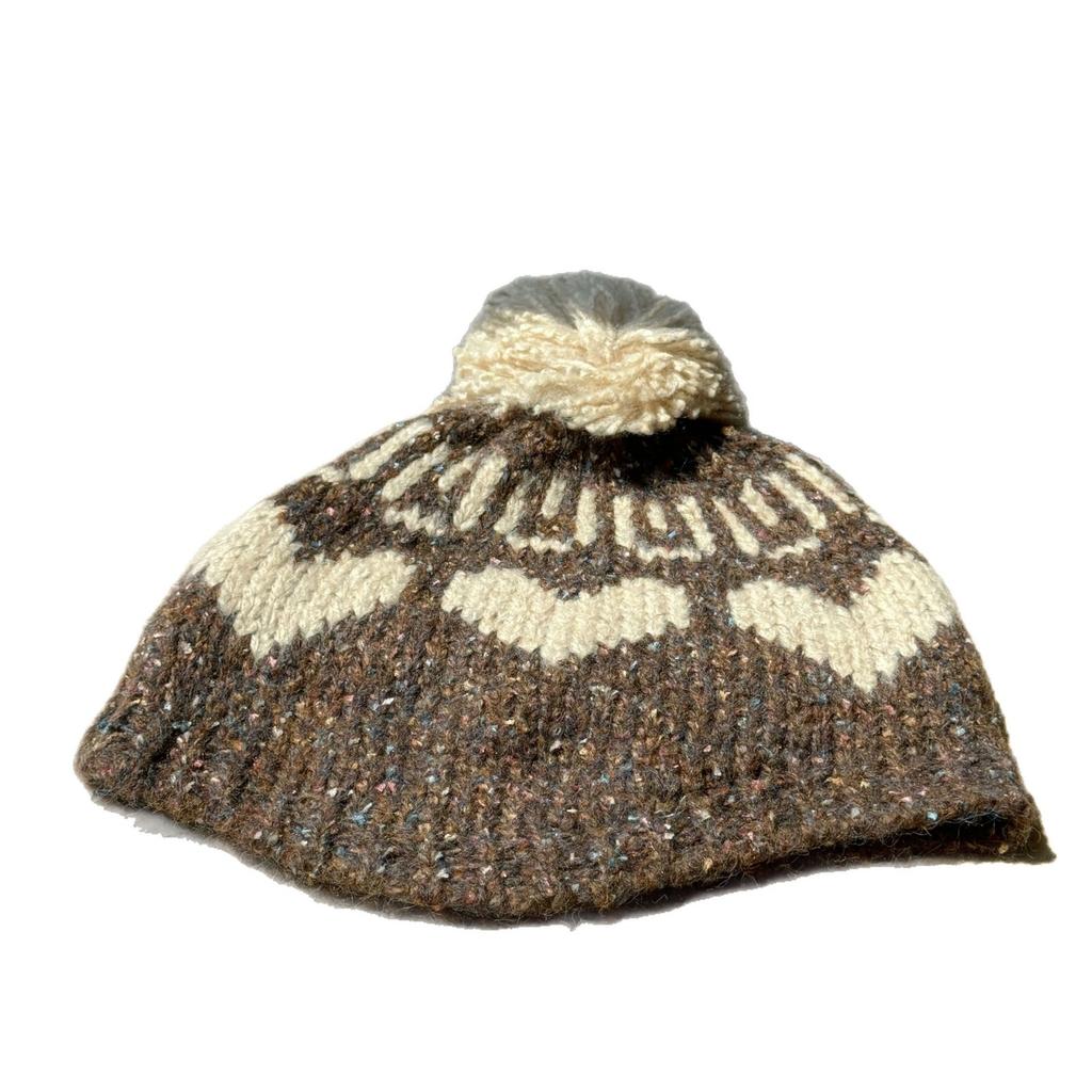 Cold Hat Fair Isle Style Love Fur Ball Ear Protection Wool Hat for Women Autumn and Winter Warm Versatile Knitted Hat