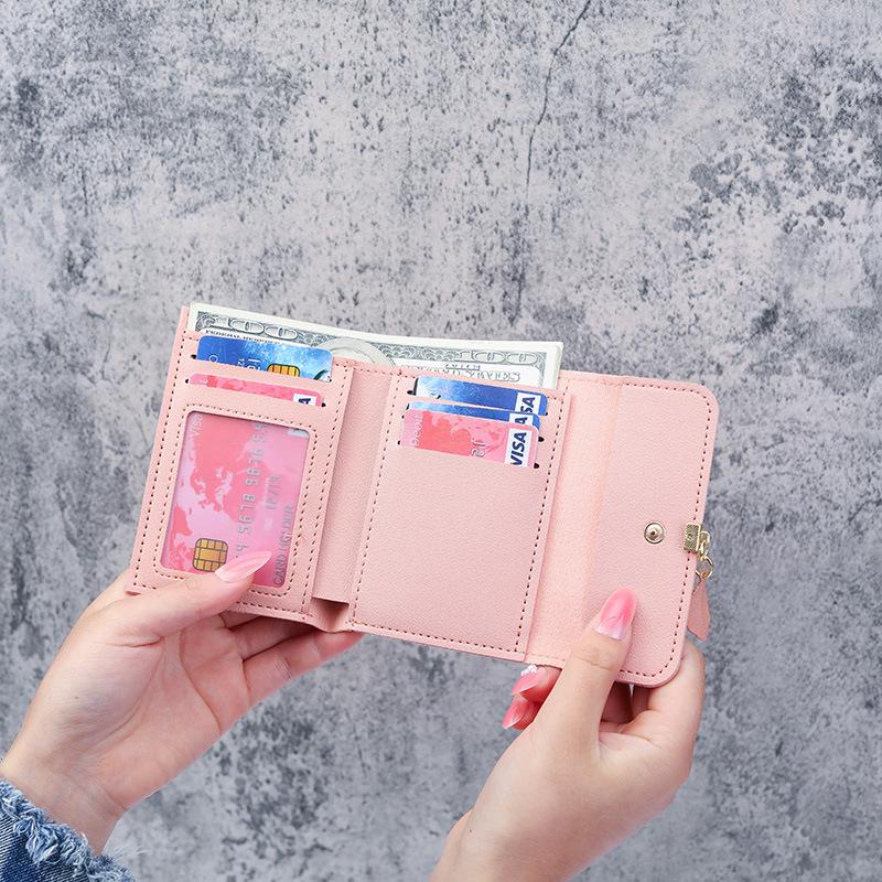 2021 Minimalist Korean Style Women's Tri-Fold Wallet with Coin Compartment