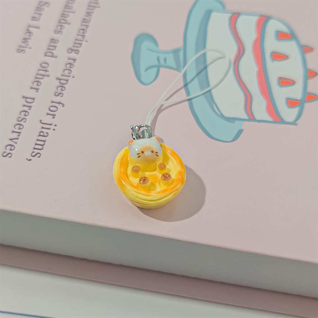 Z85 1/3pcs Set Japanese Style Cute Cat Bread Phone Charms Kitten Toast Keychains Kawaii Lanyard Pendant for Bags Perfect Gift