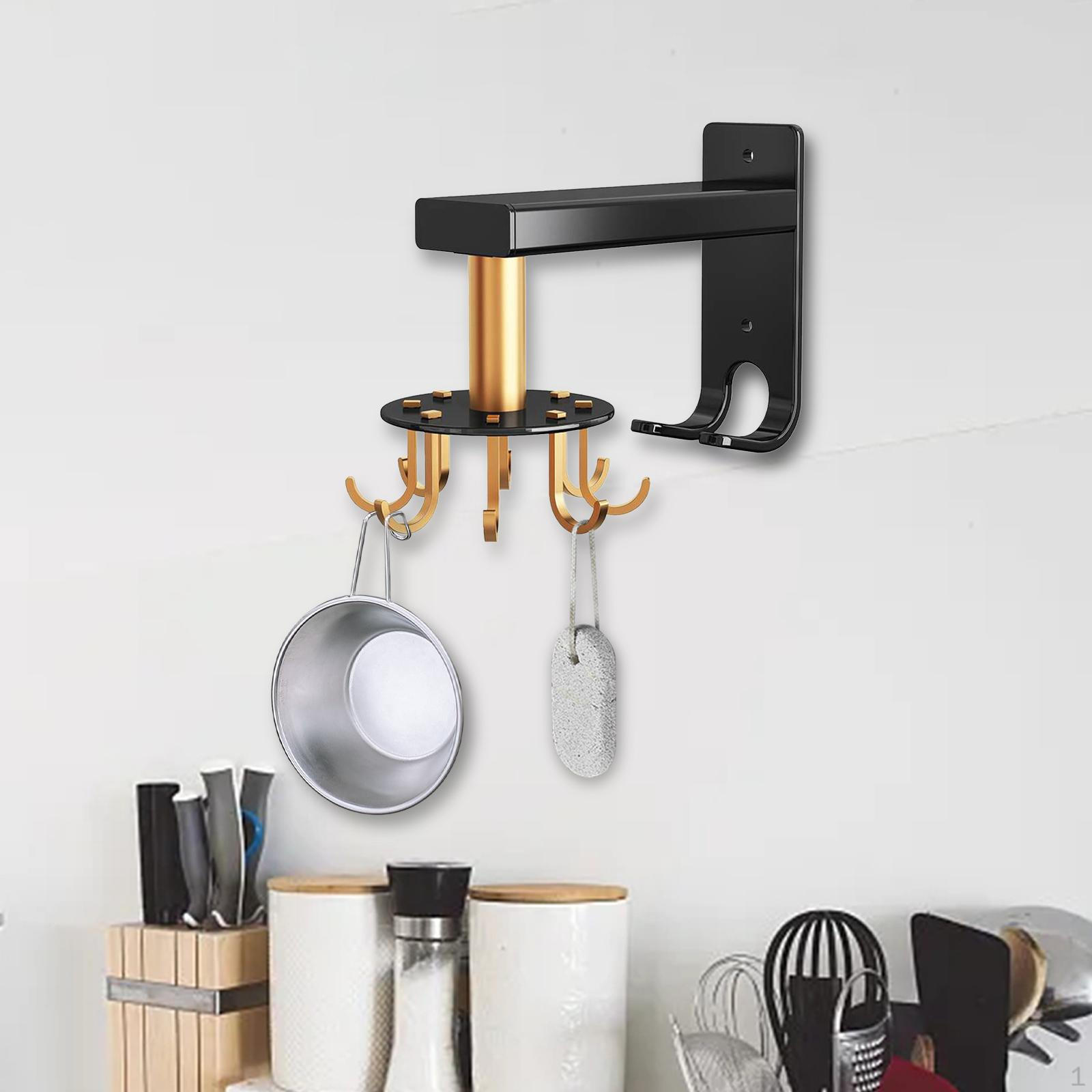 Вращающаяся на 360° подвесная стойка для посуды, кухонный держатель, крючок, инструменты для шкафа, вешалка-органайзер With Back Hook