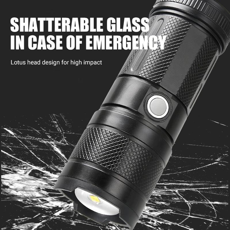 Powerful LED Flashlight Camping Torch ABS + Plastic Material Telescopic Zoom With Tail COB Floodlight Multiple Lighting Modes