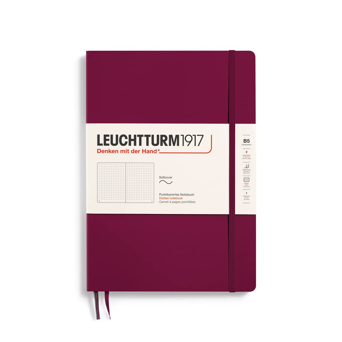 

Leuchtturm Dot Soft Port Officially Imported Notebook, B5, Grid, Cover, Red, 359673,