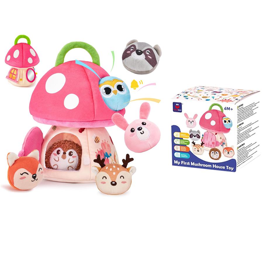 Baby Toys 6-12 Months, Barn Toys with Stuffed Farm Animals for Toddlers 1-3 Baby Plush Beehive wtih Rattles Squeaker Mirror