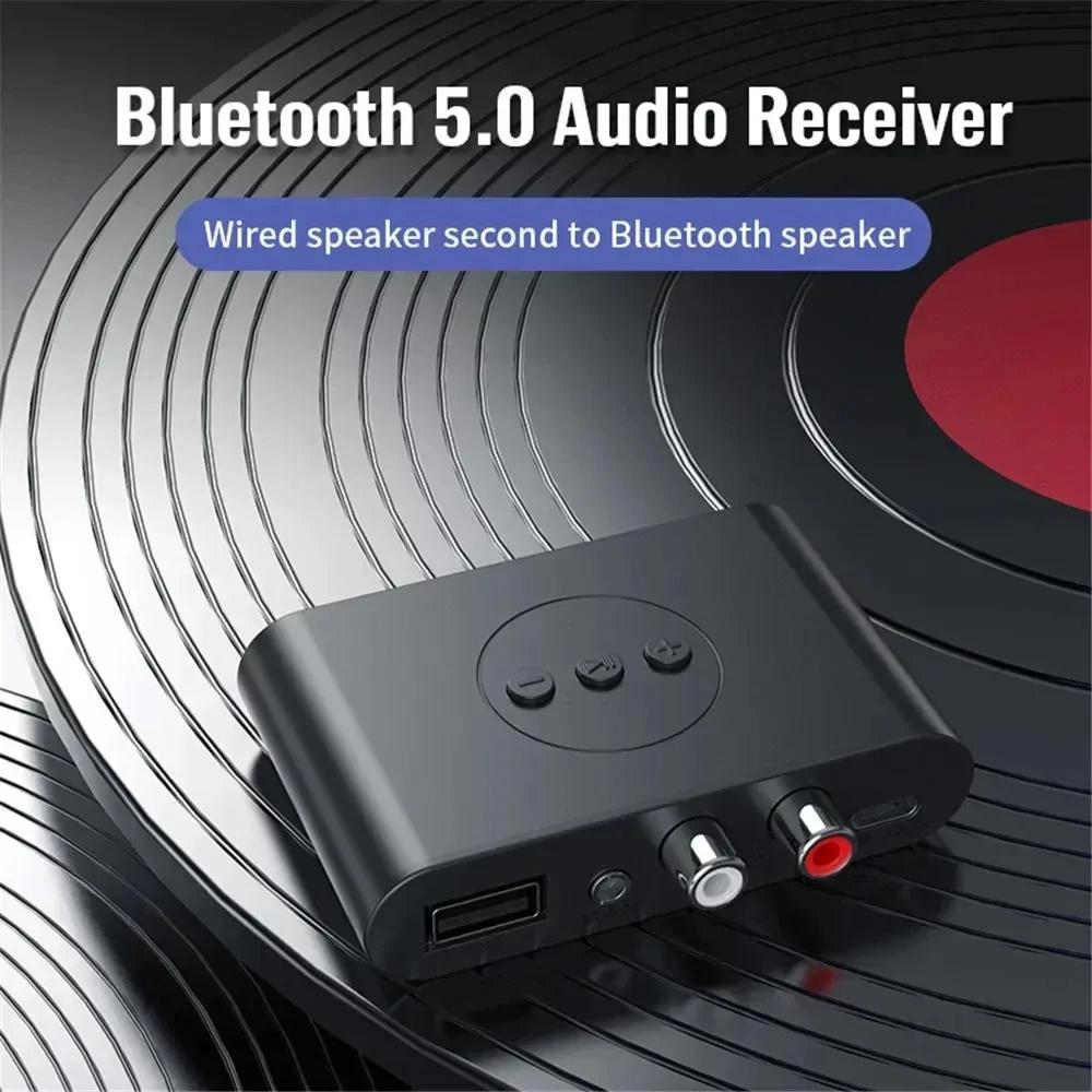 NFC Bluetooth 5.2 Audio Receiver U Disk RCA 3.5mm 3.5 AUX Jack Stereo Music Wireless Adapter with Mic For Car Kit