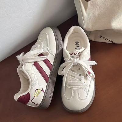 Pink German Training Forrest Gump Board Shoes Women's Ugly Cute Spring New Chic Niche Korean Version Round Head Student Sports Little White Shoes