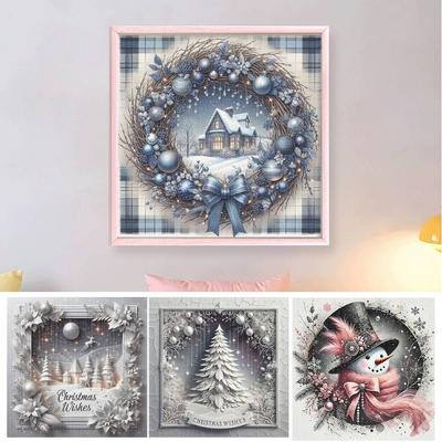 Xmas Printed Cross Stitch Kit 40x40cm DIY 11CT Embroidery Craft Set Home Decor