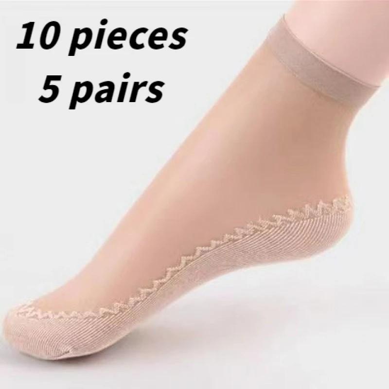 

10 шт./5 пар женских дышащих носков Ice Sensation весна-лето, впитывающих пот, противоскользящих, повседневных носков на хлопковой основе One Size