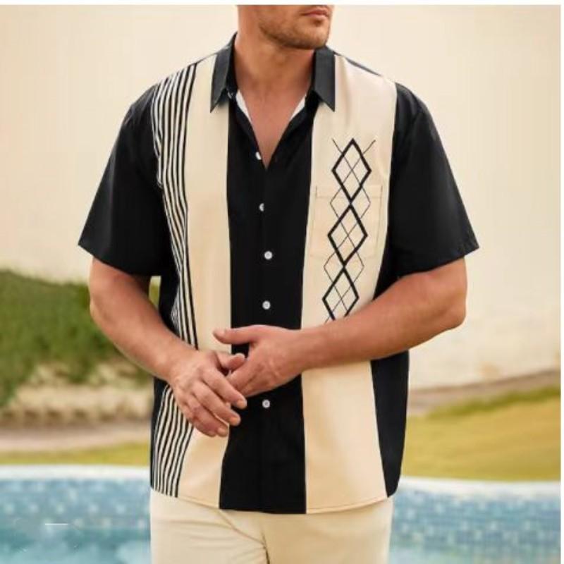 

Летняя мужская модная пляжная рубашка с коротким рукавом и принтом