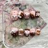 10Pcs Kawaii 3D Cartoon Rabbit Bear Handmade Almond Press On Nails With Dessert Chocolate Cream Cake Bowknot Pearl Stars