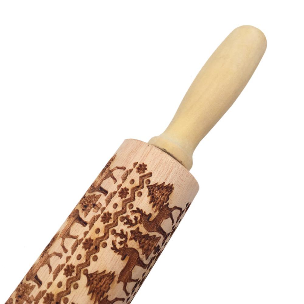 Laser Engraved Embossing Rolling Pin Christmas Style Pattern Printing Rolling Pin  Biscuit