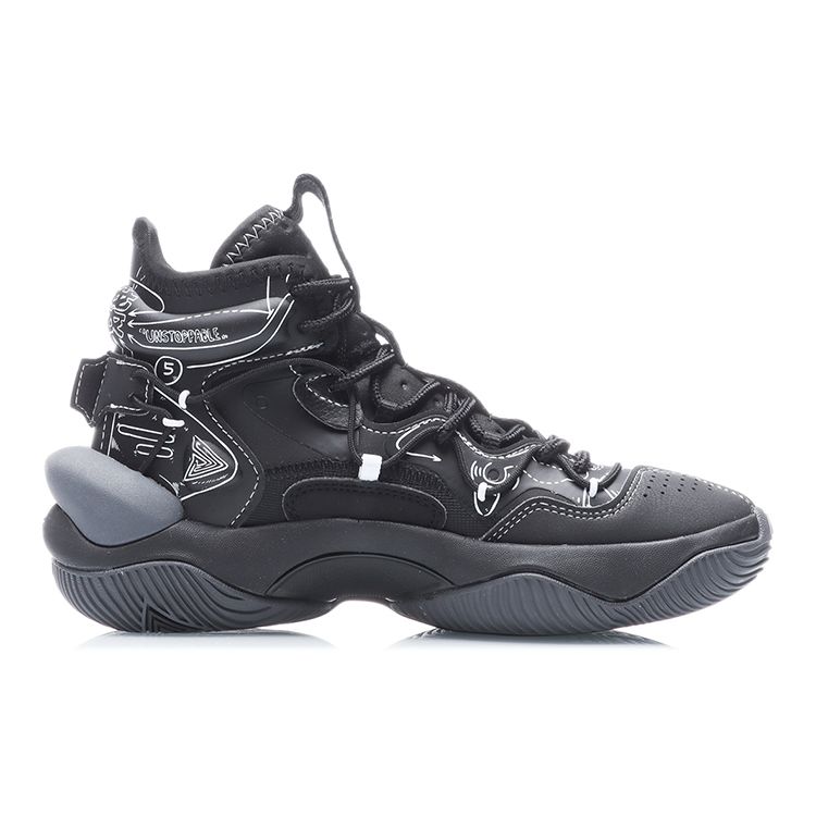 Li Ning Air Strike 6 Performance Comfortable High-Top Basketball Shoes Kids Basketball Shoes Black YKBR002-5
