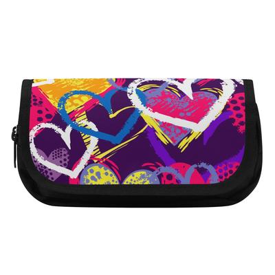 Pencil Case Multi Compartment Double Zipper 300D Polyester with Two Compartments for Pens Ruler Earphones Students for Students
