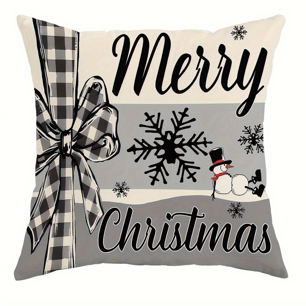 Christmas Decoration Pillowcase Merry Christmas Snowman Pattern Is Suitable for Home Living Room Room Sofa Cushion Cover