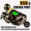 Mulinello da Pesca alla Deriva Portatile in Lega di Alluminio con Elettronica 6.3:1 Rapporto di Alta Velocità Potente 12kg di Freno con Display Digitale 7+1BB Mulinello da Spinning Mulinello da Lenza