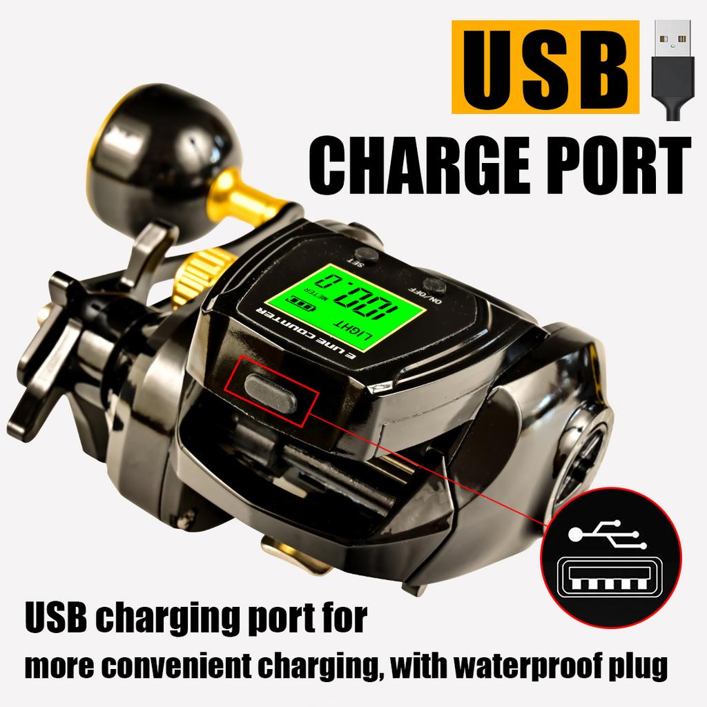 Mulinello da Pesca alla Deriva Portatile in Lega di Alluminio con Elettronica 6.3:1 Rapporto di Alta Velocità Potente 12kg di Freno con Display Digitale 7+1BB Mulinello da Spinning Mulinello da Lenza