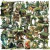 50 Forest-Themed Green Cartoon Stickers: Transparent, Waterproof for Journals, Phones, Luggage Decor
