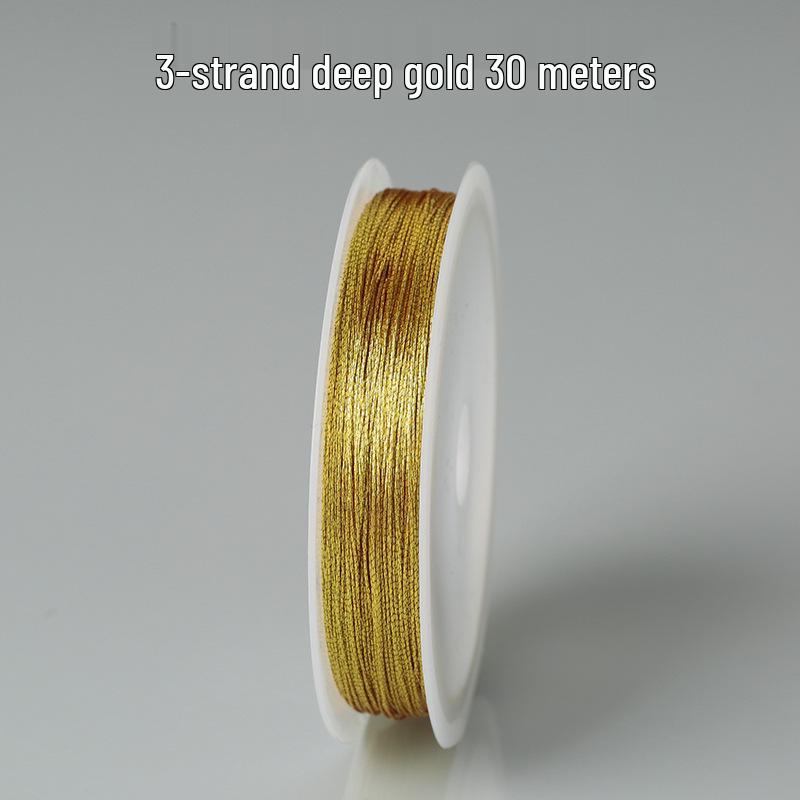 Gold & Silver Colored Thread for DIY Bracelet Weaving - Chinese Knot, Gold Silk & Winding Thread, Small Roll