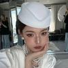 Beret Hat Caps Airline Stewardess Flight Attendant Vintage Hat Black Flat Top Hat Hair Clip Hair Accessories