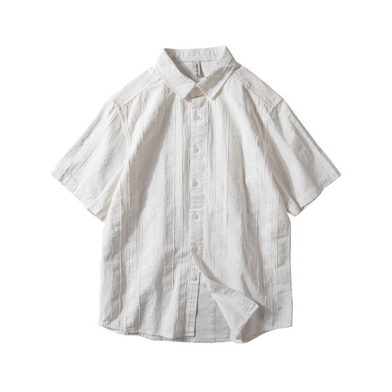 Cotton and Linen Breathable Three-Dimensional Tassel Casual Short-Sleeved Shirt
