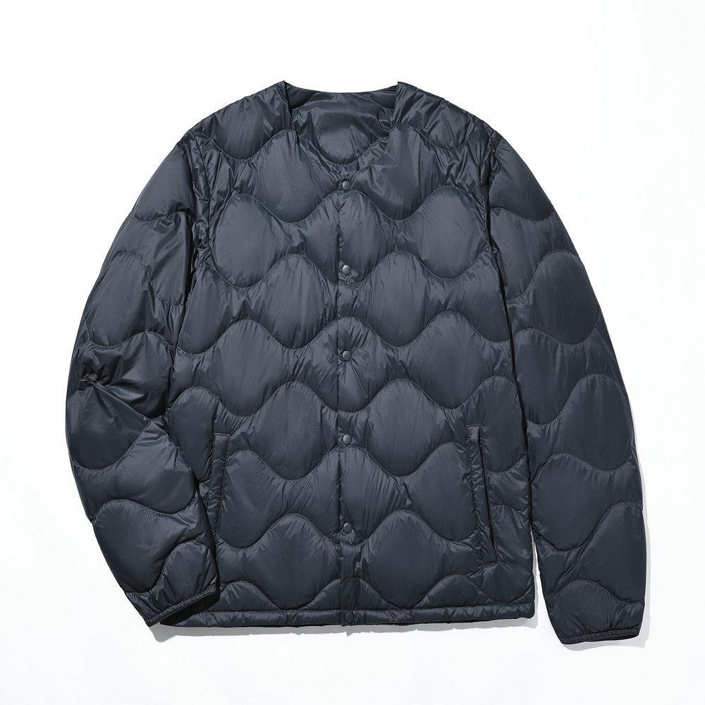 Autumn and winter new men's down jacket short round neck lightweight large size casual white duck down warm V-neck liner