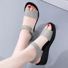 Women Chunky Sandals Casual Black Thick Sole Wedge Shoes Height Increase Platform Open Toe Sandals for Mother
