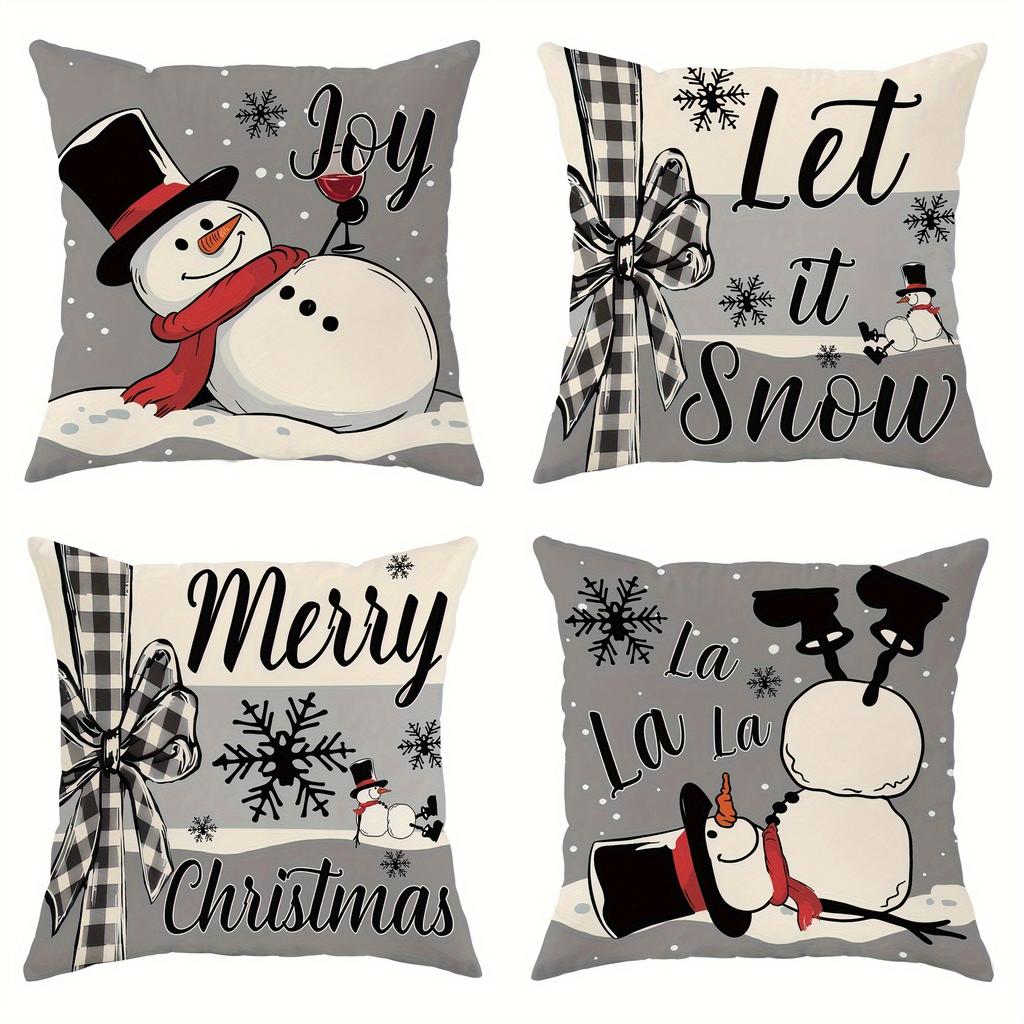 Christmas Decoration Pillowcase Merry Christmas Snowman Pattern Is Suitable for Home Living Room Room Sofa Cushion Cover