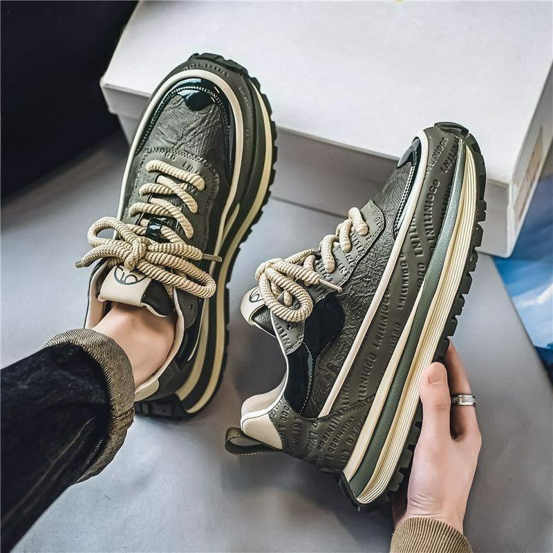 Men's Sneakers Platform Casual Shoes Breathable Low-Top Running Shoes Outdoor Trend Shoe Height Increase Lace-up Men Shoes