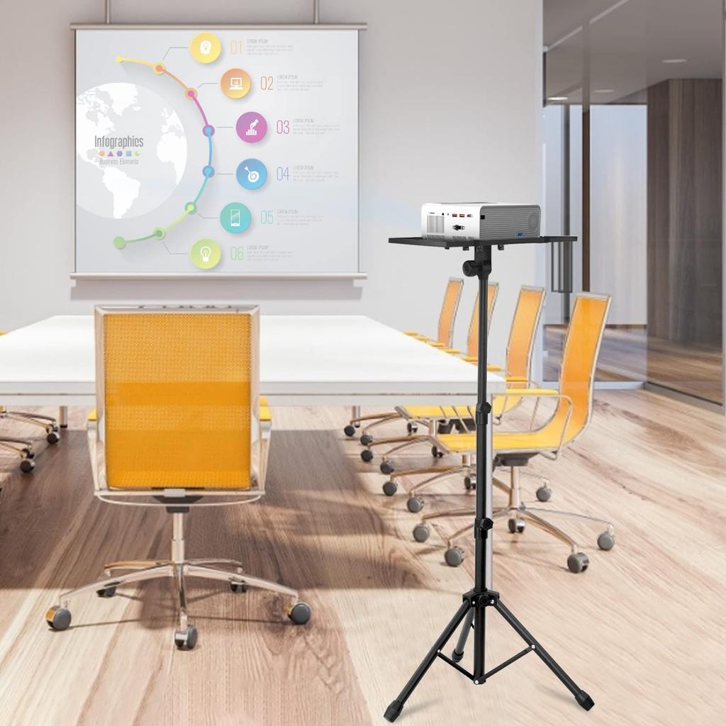 AKOZLIN Projector Tray Foldable Projector Height Load Capacity For Lectern Laptop Tripod Commercial Black Stand, Stand, 59-125cm Adjustable, 10kg,