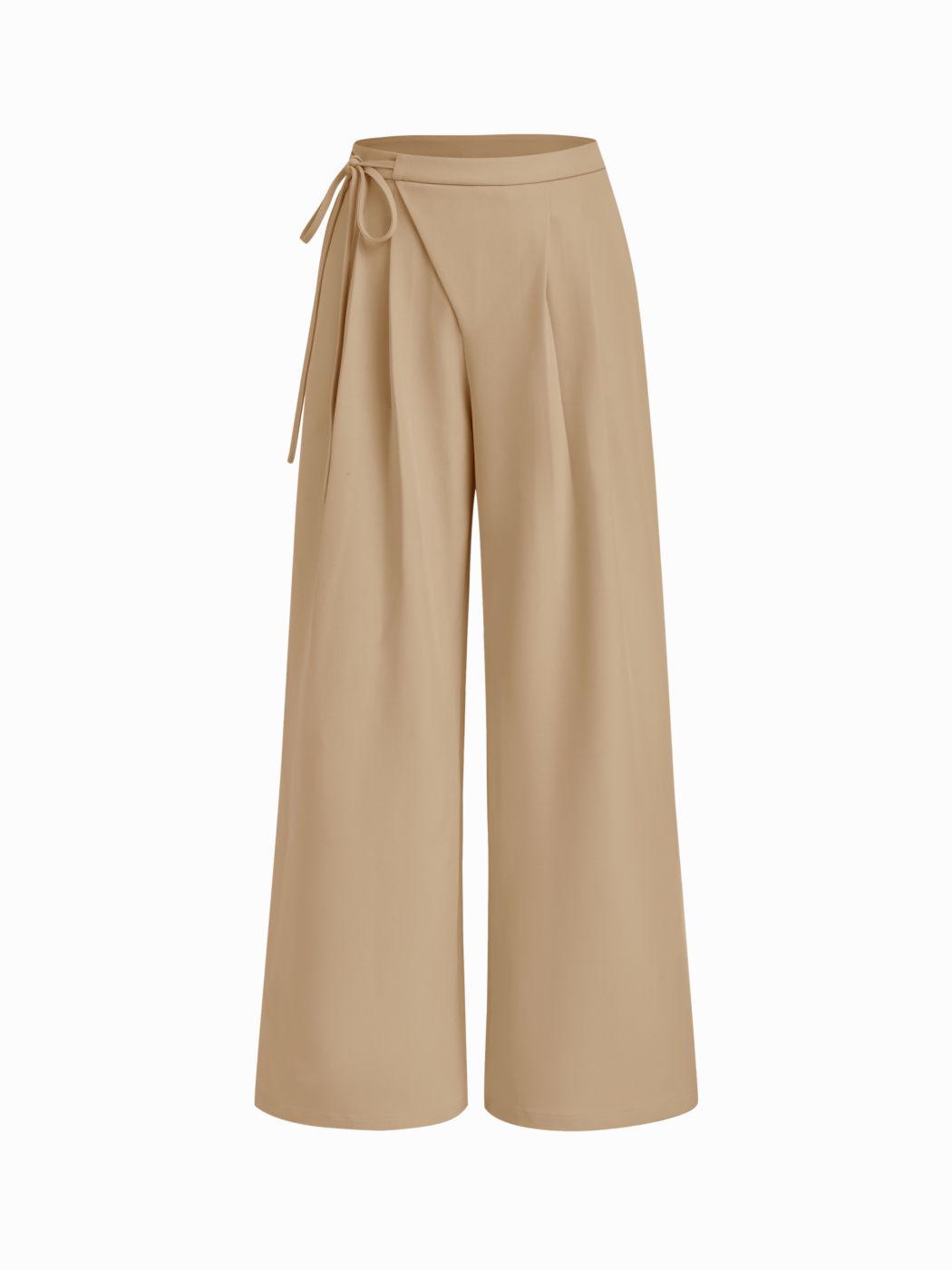 

Women s Mid-Waist Lace-Up Pleated Wide-Leg Formal Pants XL хаки