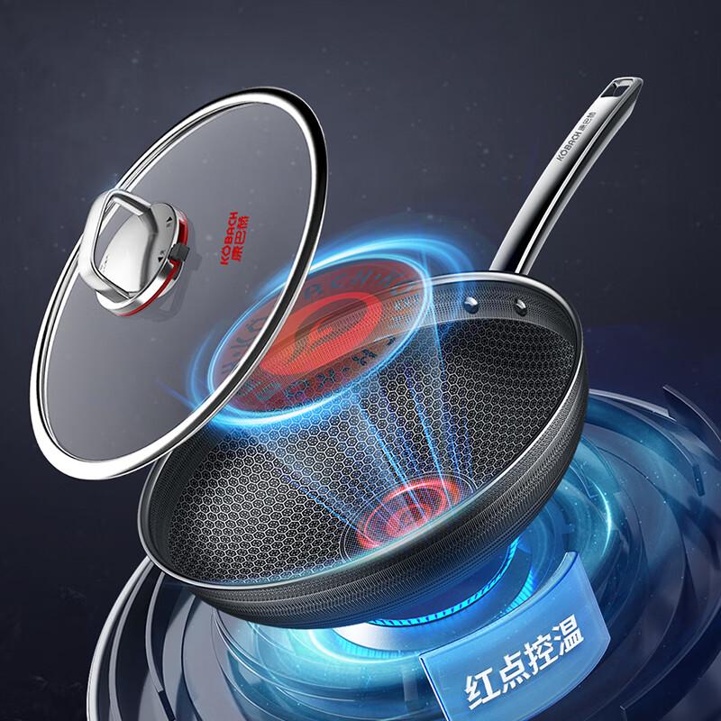 Kangbahe KGH-C32A Red Dot Honeycomb Stainless Steel Wok