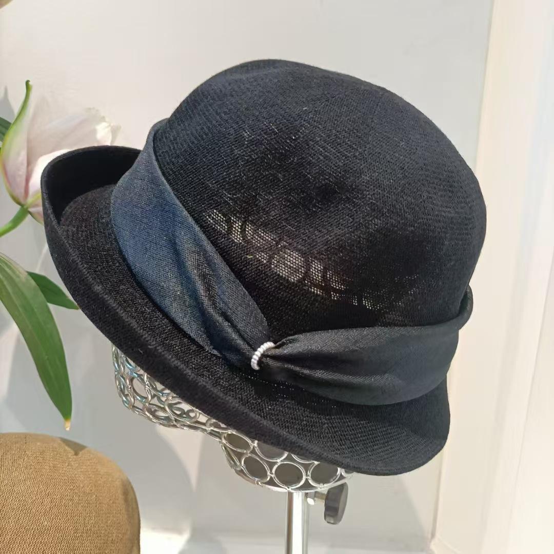 

New Japanese Linen Knitted Fisherman Hat Women Spring Summer Outing UV Protection Sunscreen Gift Hat Sunshade Sun Hat single code чорний