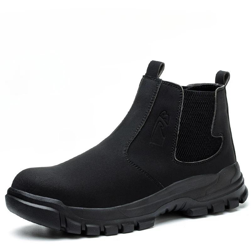 Fashion Men's Safety Shoes Waterproof Boots Steel Toe Work Boots Indestructible Men Boots Anti-smash Puncture Proof Shoes Plus Size 48