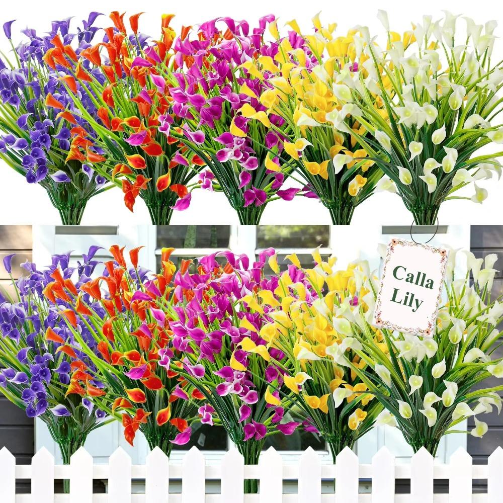 1/2/5Pcss Plastic Calla Lily Artificial Flowers UV Protection Fake Plant Indoor Decor