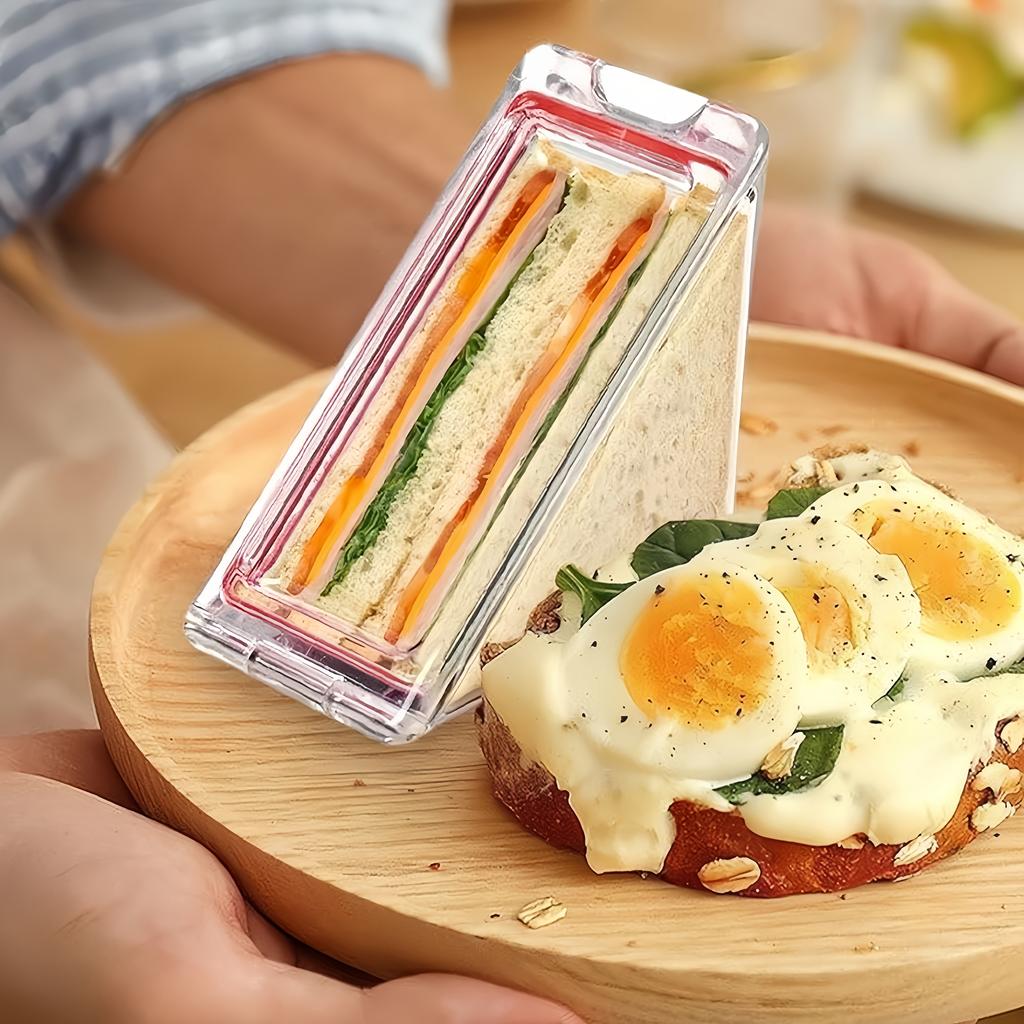 1PC Portable Triangle Sandwich Container Acrylic Reusable Sandwich Boxes and Lunch Wedge Boxes with Lids for Kids
