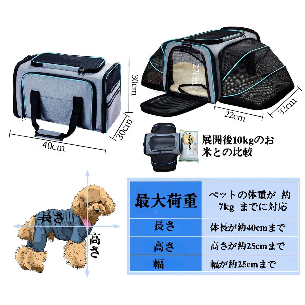 SunStarsPets Expandable Pet Carrier for Cats and Small Ideal for Hospital Disaster and Features Washable Detachable Large 7kg Weight Capacity Dogs,