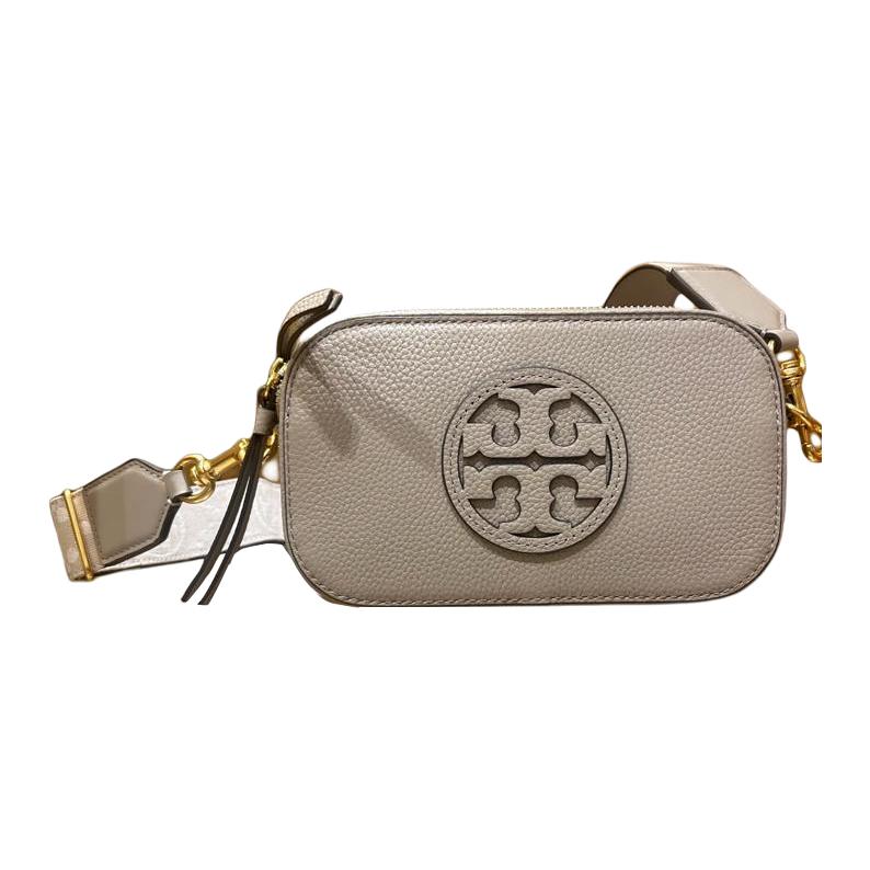 Tory Burch Miller Logo Hardware Pebbled Leather Camera Bag Crossbody Shoulder Bag Mini Women bags Clay-Gray 171955-200