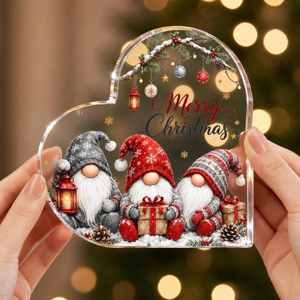 Christmas Heart Acrylic 2D Flat Desktop Ornament for Holiday Decoration