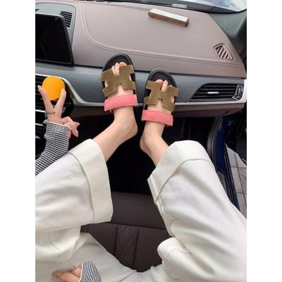 [sheii Su Yinyin] Second Uncle and Second Uncle~ New Version of Genuine Leather Flat-bottomed Slippers Women's Beach Sandals Wear Second Uncle Shoes
