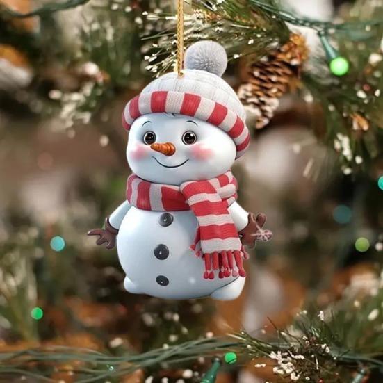 Christmas Snowman Pendant Acrylic Cartoon Snowman Hanging Ornaments Holiday Christmas Tree Hanging Snowmen for Home Decor