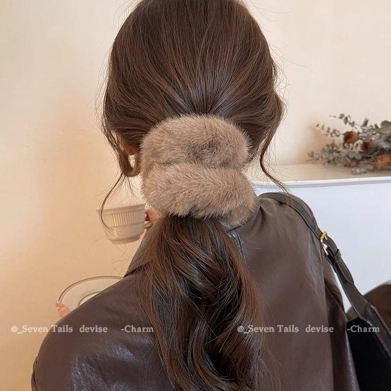 New Soft Plush Hair Rope Korean Thick High Elastic Bear Hairband Braiding Hair Accessories Ponytail Headwear Scrunchies