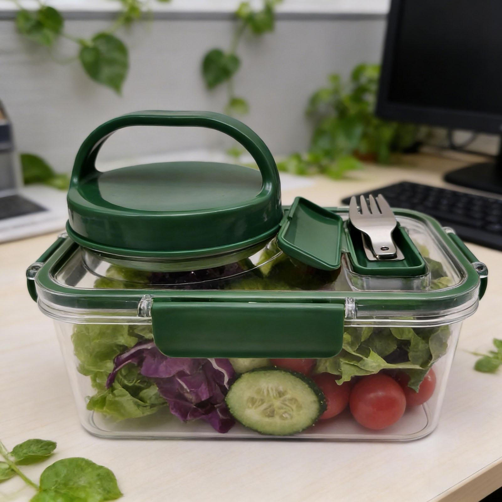 Salad Container Food Storage Versatile Reusable with Foldable Fork Box Lunch for 1490₽