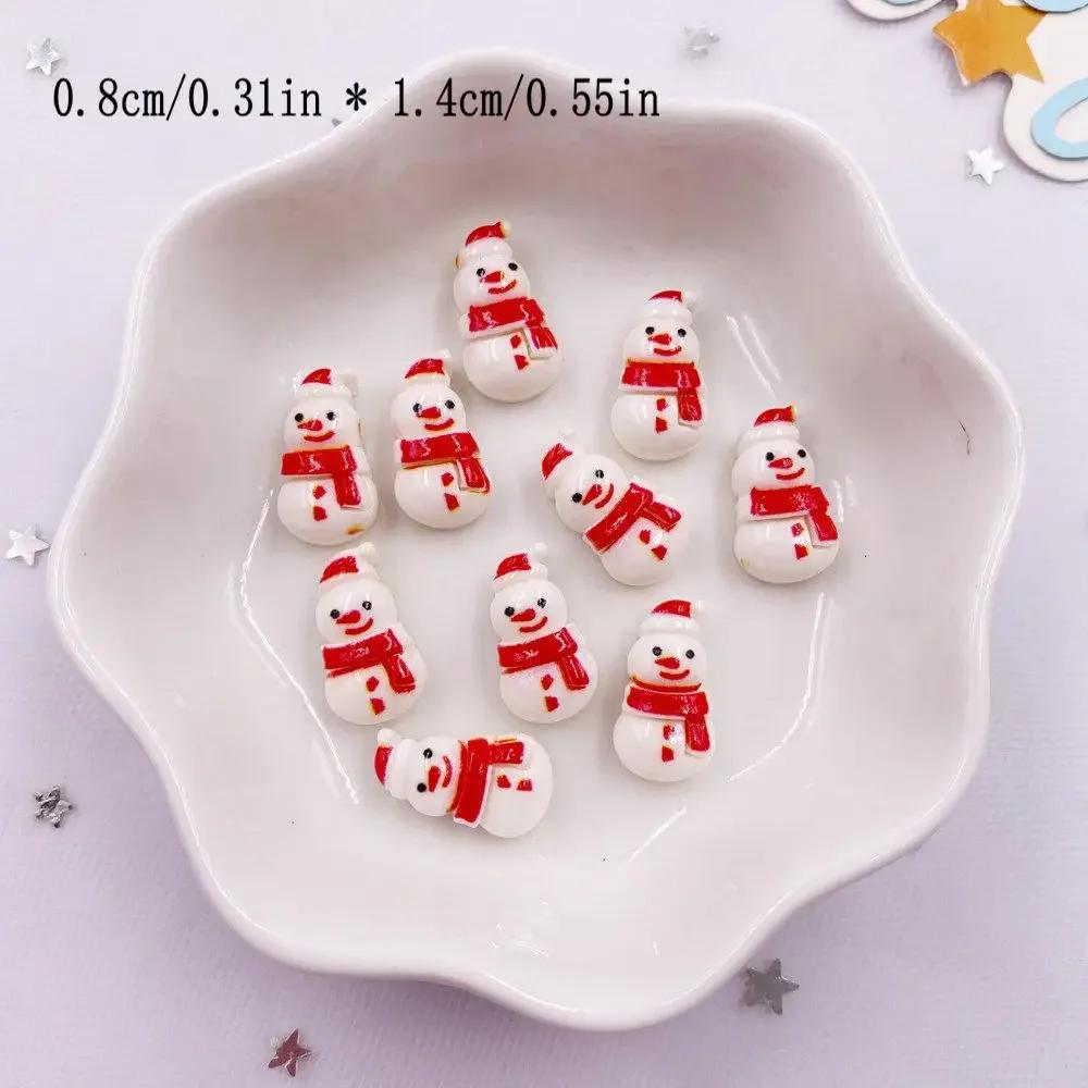 30pcs Resin Mini Colorful Painted Christmas Snowman Tree Santa Claus Deer Snowflower Bow Flatback Figurines DIY Scrapbook Crafts