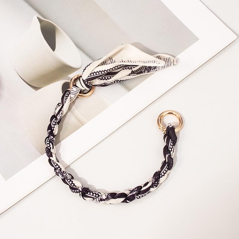 

Универсальный набор из шелкового шарфа и цепочки: Сделай сам ремешок для сумки и держатель для мобильного телефона Braided Twisted Scarf Strap