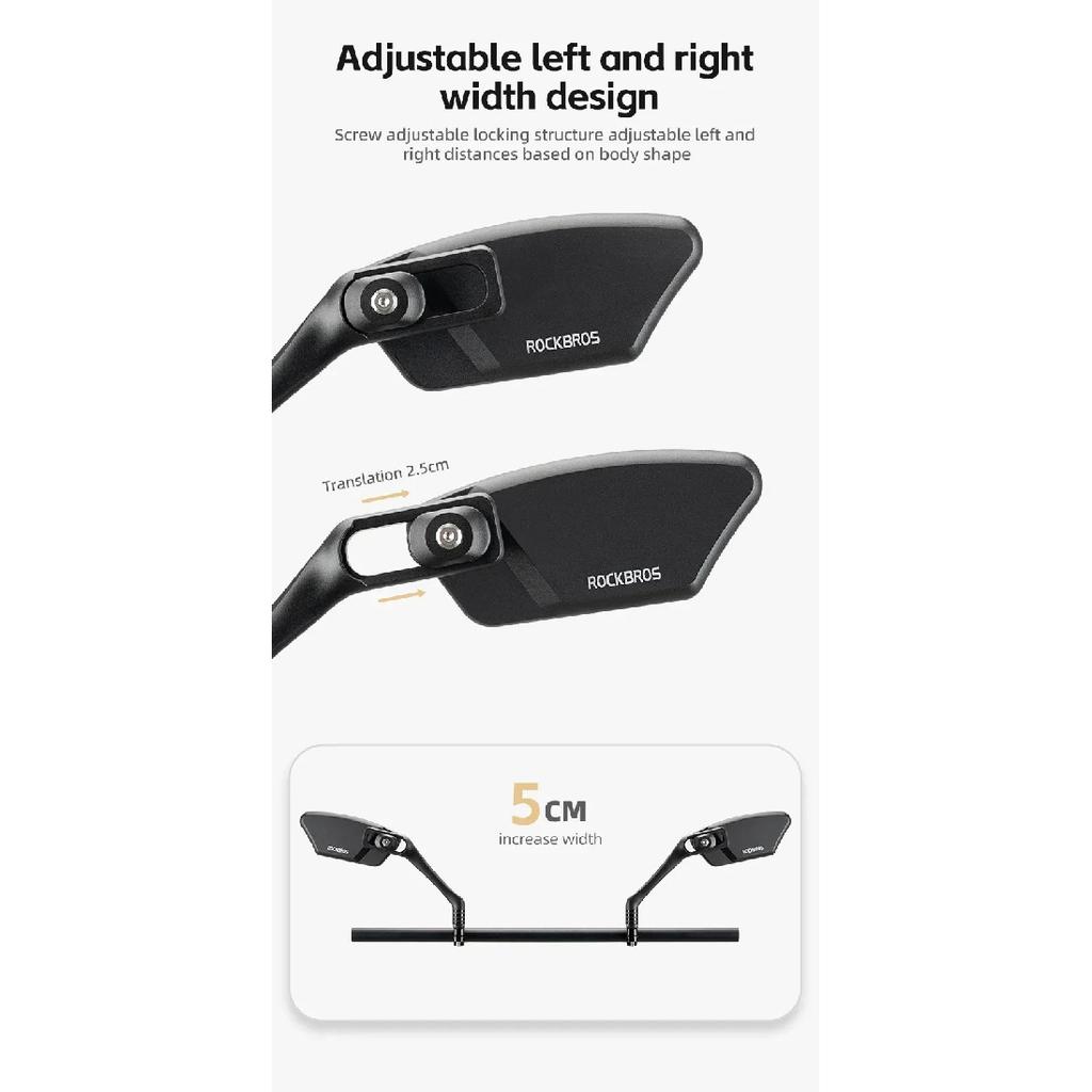 ROCKBROS Bicycle Mirror Handlebar Rear View Stainless Steel Reflector Universal Wide-Range 360° Adjustable Mirror Bike Accessory