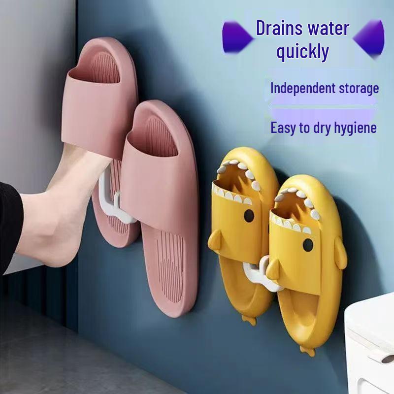 Wall-Mounted Bathroom Slipper Rack - No-Punch Shoe Storage and Drying Hook
