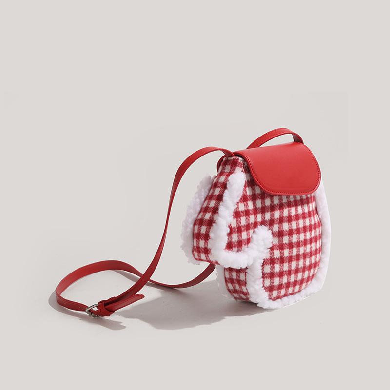 Autumn and Winter Bags Women's New Christmas Plaid Gloves Bag Niche Mobile Phone Bag Commuter Shoulder Messenger Bag