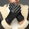 Autumn and Winter Leather Gloves for Men, Thin Style, Touchscreen-Compatible, for Driving, Cycling, and Motorcycling, Pu Leather with Fleece Lining
